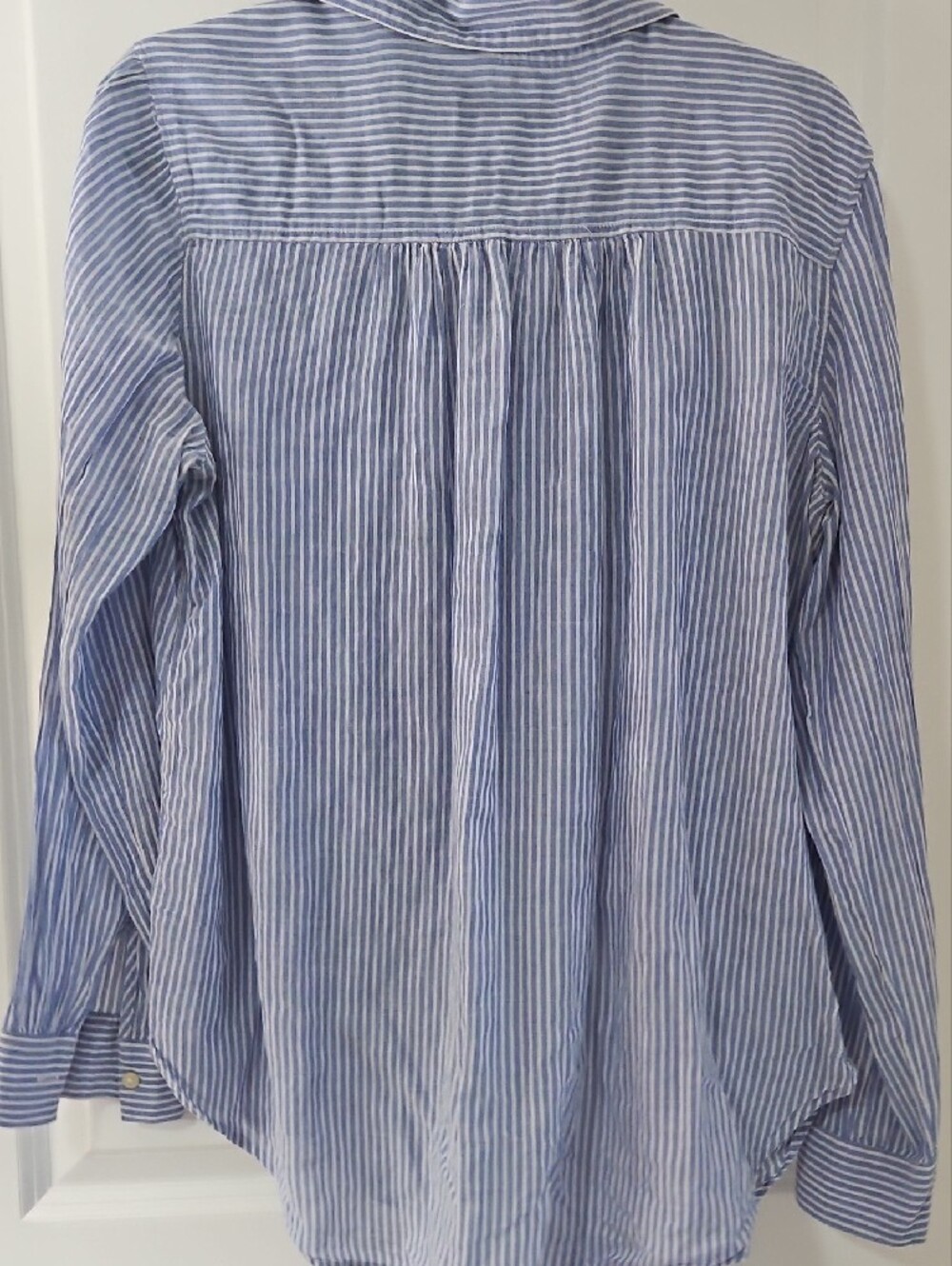 LOFT Blue and White Striped Button-Down Shirt - Picture 3 of 3